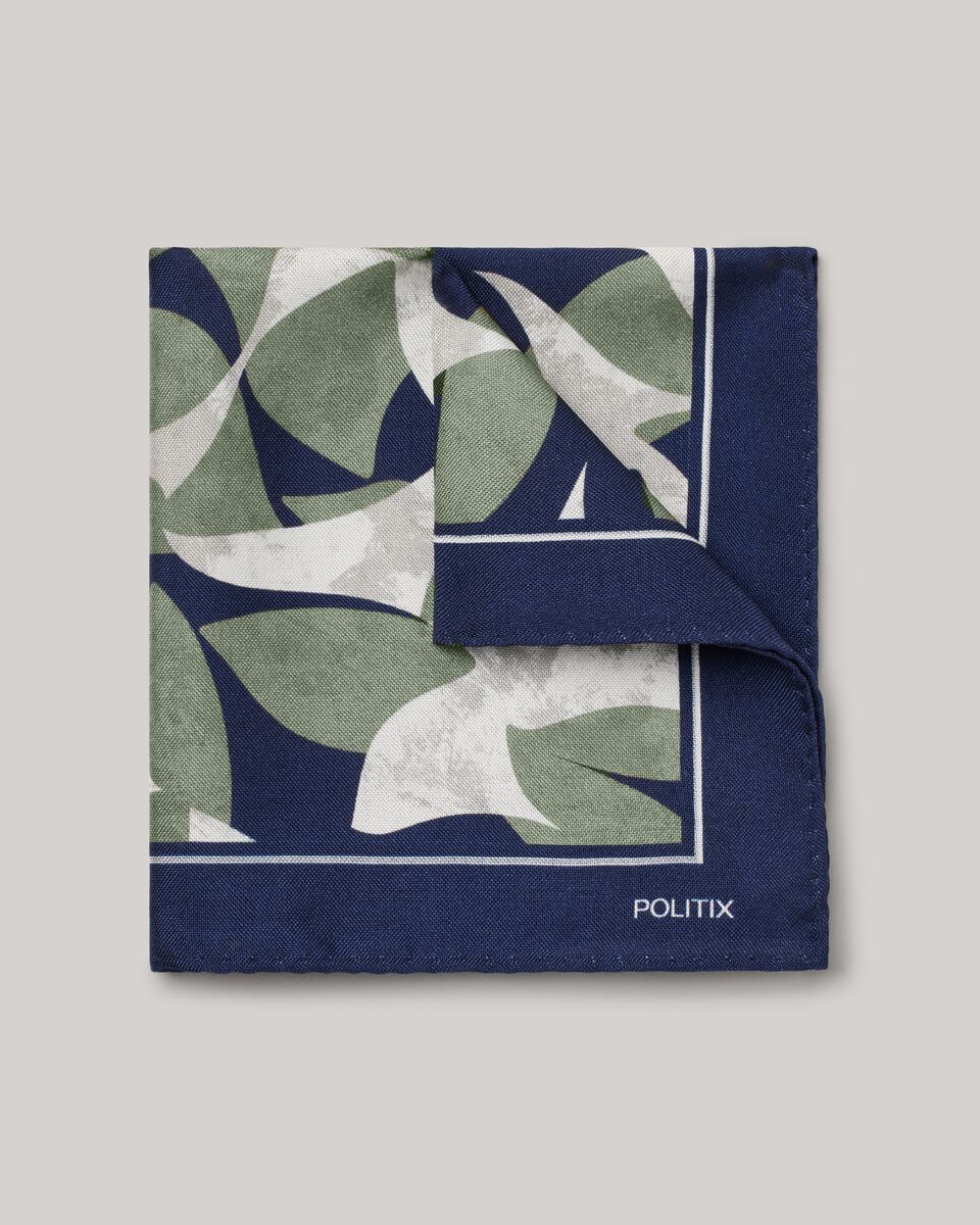 Silk Satin Pocket Square, Navy, hi-res